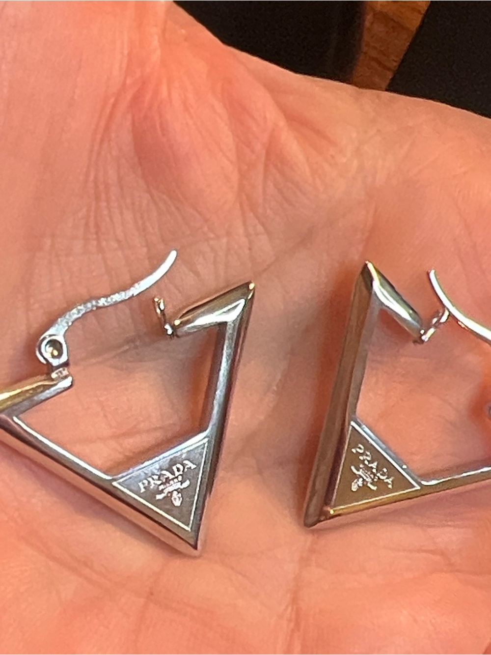 Silver Triangle Logo Hoop Earring - Sleek Silver Triangle